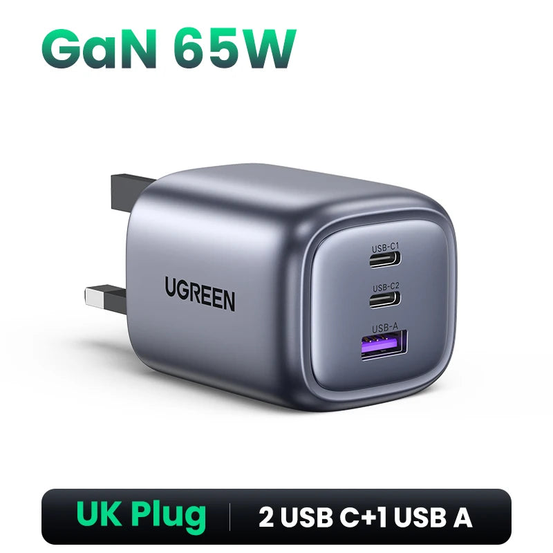65W Gan Charger Quick Charge 4.0 3.0 USB C Charger for Iphone 17 16 15 Pro Max Laptop Macbook Air Tablet PD Fast Charger
