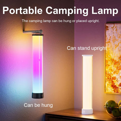 Smart Rechargeable Table Lamp RGBIC LED Table Lamp with APP & Remote Control Flowing Candle Flame Mode for Bedroom Camping Home