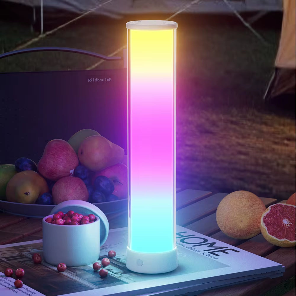 Smart Rechargeable Table Lamp RGBIC LED Table Lamp with APP & Remote Control Flowing Candle Flame Mode for Bedroom Camping Home