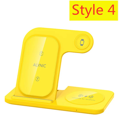 200W 3 in 1 Wireless Charger Stand Pad Foldable Fast Charging Station Dock for Iphone 16 15 14 13 12 11 X 8 Apple Watch Airpods