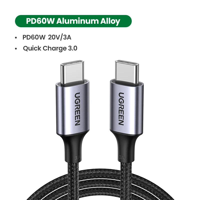 USB C Cable PD60W Fast Charge Cable for Iphone 17 16 15 Samsung S25 S24 Ipad Macbook Air Xiaomi Fast Charging Data Cable