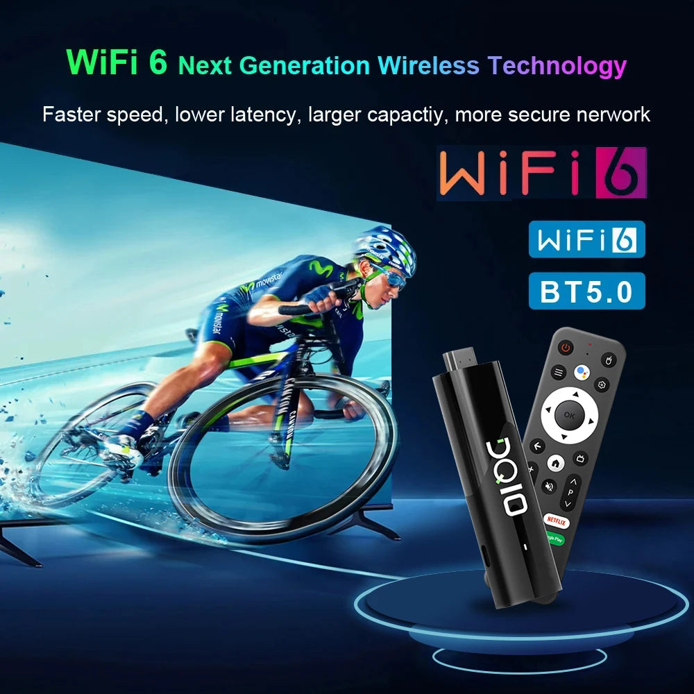 DQ10 ATV Mini TV Stick Android13 Support 8K Video 4K Wifi6 Allwinner H618 Quad Core Cortex A53 Voice Remote Smart TV Box