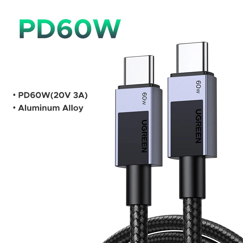 USB C Cable PD60W Fast Charge Cable for Iphone 17 16 15 Samsung S25 S24 Ipad Macbook Air Xiaomi Fast Charging Data Cable