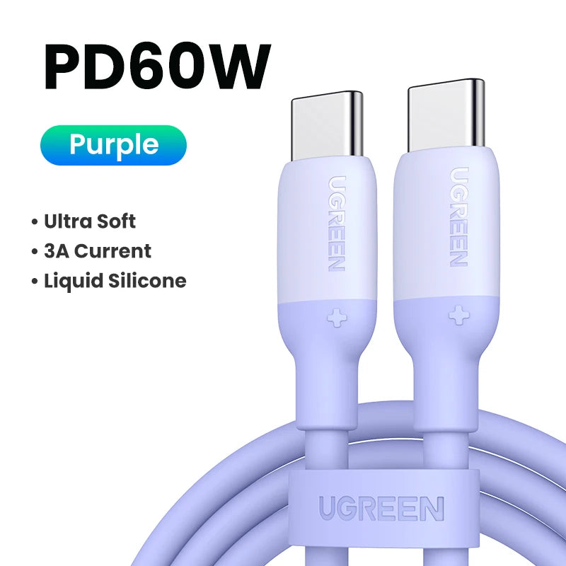 USB C Cable PD60W Fast Charge Cable for Iphone 17 16 15 Samsung S25 S24 Ipad Macbook Air Xiaomi Fast Charging Data Cable