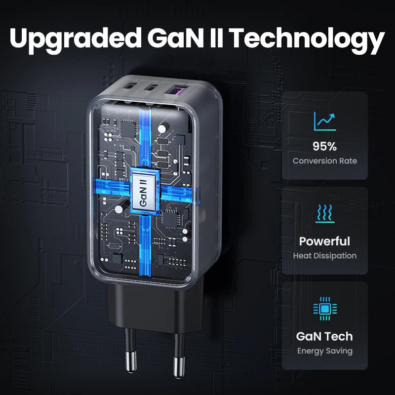 65W Gan Charger Quick Charge 4.0 3.0 USB C Charger for Iphone 17 16 15 Pro Max Laptop Macbook Air Tablet PD Fast Charger