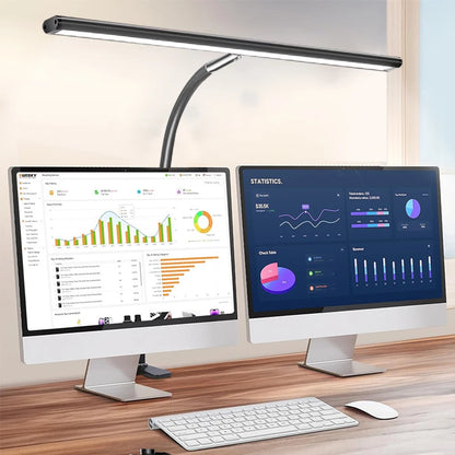 Home Office LED Desk Lamp Double Head Stepless Dimming Eye-Caring Reading Lights 3 Color Mode Flexible Adjustable PC Table Lamps