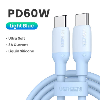USB C Cable PD60W Fast Charge Cable for Iphone 17 16 15 Samsung S25 S24 Ipad Macbook Air Xiaomi Fast Charging Data Cable