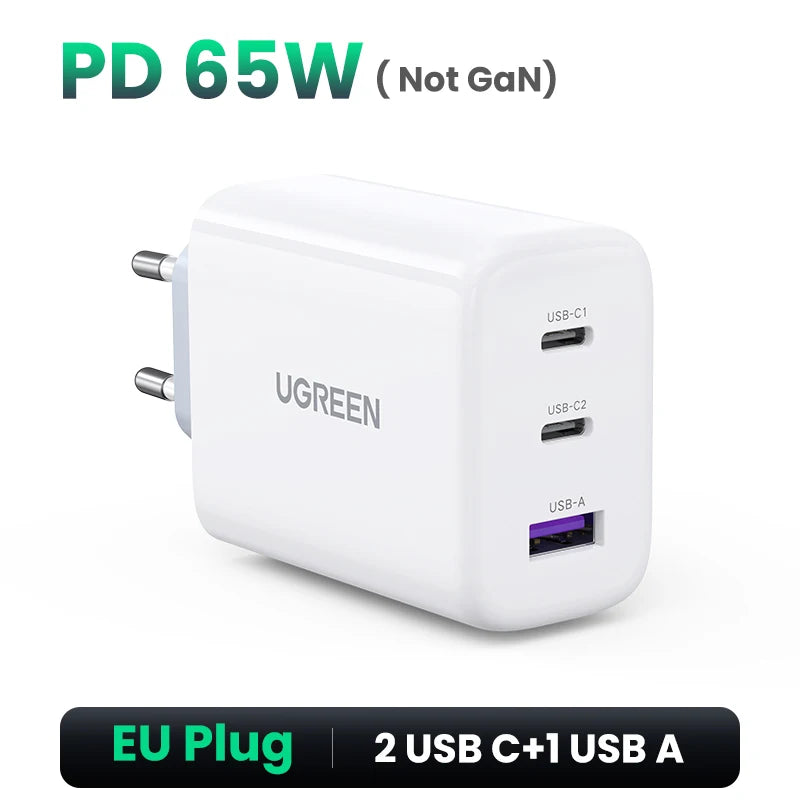 65W Gan Charger Quick Charge 4.0 3.0 USB C Charger for Iphone 17 16 15 Pro Max Laptop Macbook Air Tablet PD Fast Charger