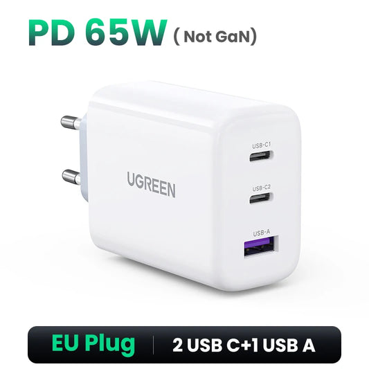 65W Gan Charger Quick Charge 4.0 3.0 USB C Charger for Iphone 17 16 15 Pro Max Laptop Macbook Air Tablet PD Fast Charger