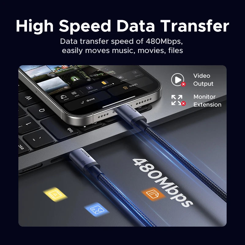 USB C Cable PD60W Fast Charge Cable for Iphone 17 16 15 Samsung S25 S24 Ipad Macbook Air Xiaomi Fast Charging Data Cable