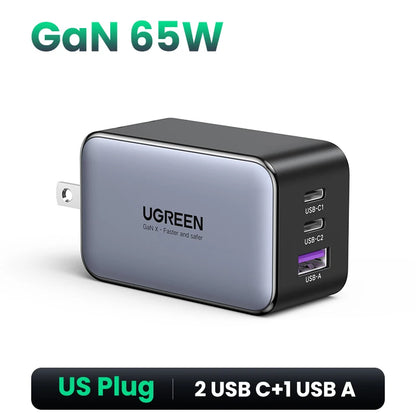 65W Gan Charger Quick Charge 4.0 3.0 USB C Charger for Iphone 17 16 15 Pro Max Laptop Macbook Air Tablet PD Fast Charger