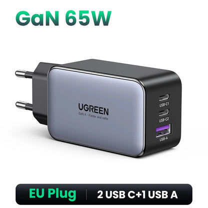 65W Gan Charger Quick Charge 4.0 3.0 USB C Charger for Iphone 17 16 15 Pro Max Laptop Macbook Air Tablet PD Fast Charger