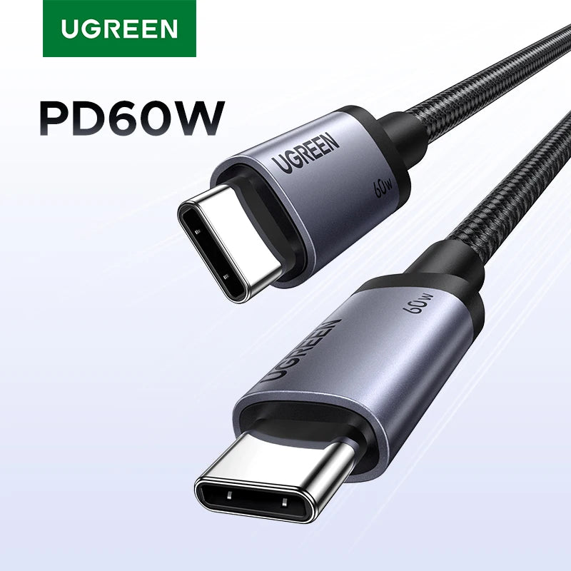 USB C Cable PD60W Fast Charge Cable for Iphone 17 16 15 Samsung S25 S24 Ipad Macbook Air Xiaomi Fast Charging Data Cable