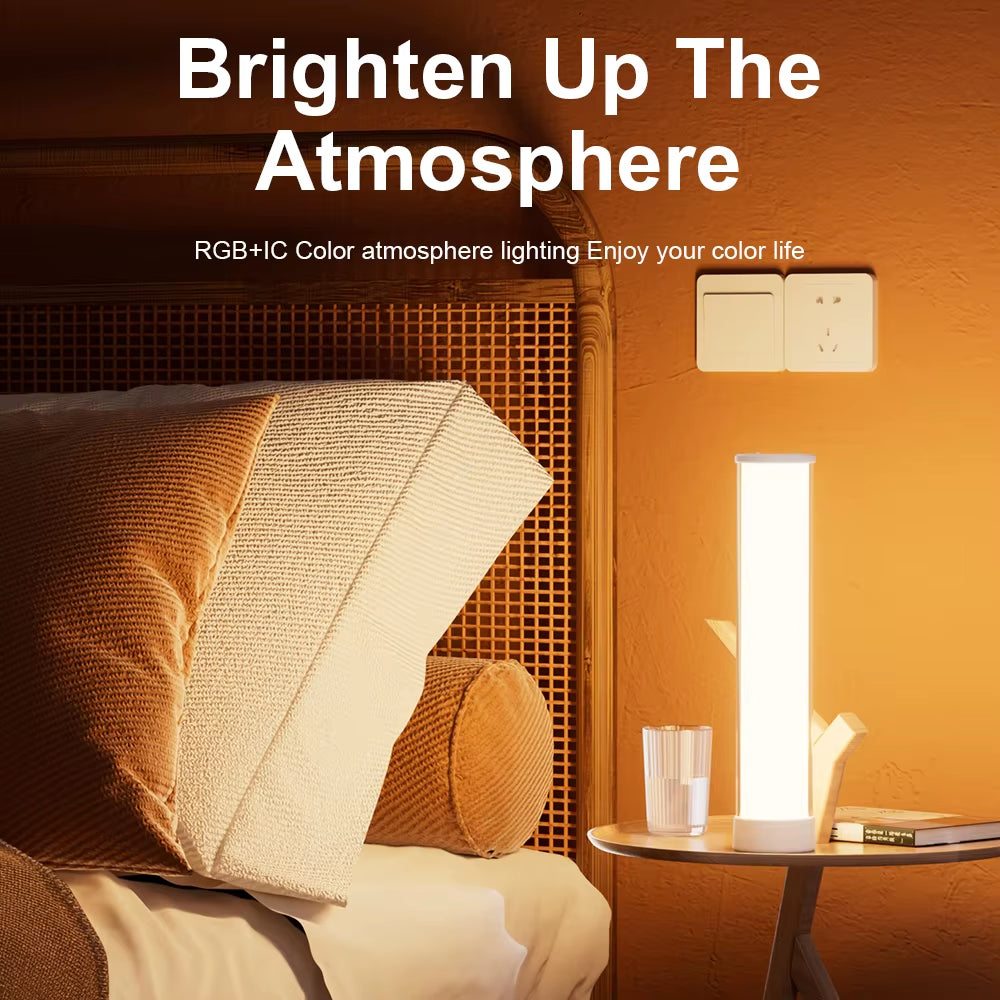 Smart Rechargeable Table Lamp RGBIC LED Table Lamp with APP & Remote Control Flowing Candle Flame Mode for Bedroom Camping Home